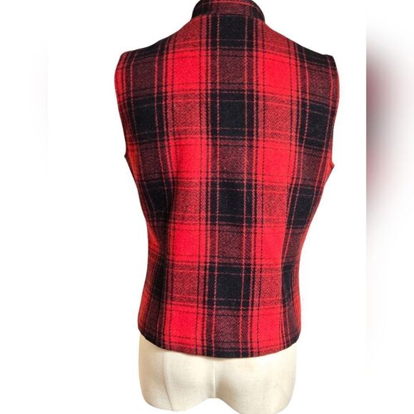 Breeches Vintage Red Plaid Wool Blend Vest - Picture 3 of 6